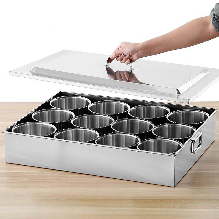 商用调料盒304不锈钢大号调料收纳盒多格火锅自助佐料配料调味箱