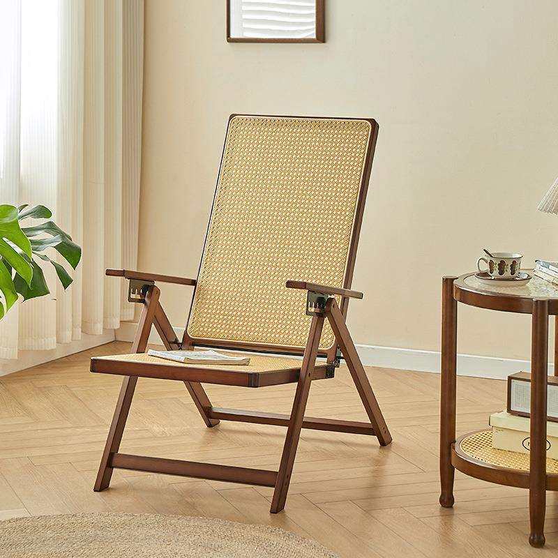 躺椅藤编折叠户外便携椅子家用午休可坐可躺阳台竹藤椅露营休闲s^