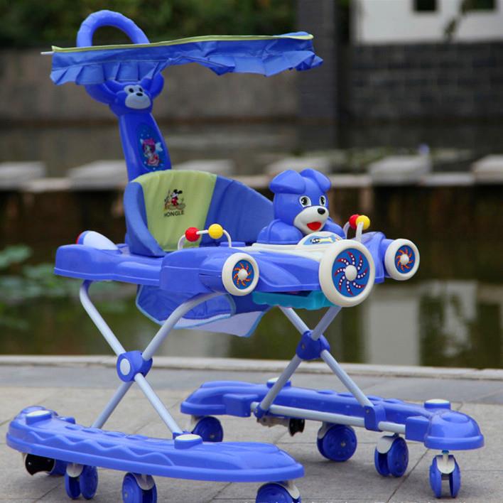 鸟王婴儿学步车宝宝童车可折叠儿童手推学步车带音乐灯光婴儿童车