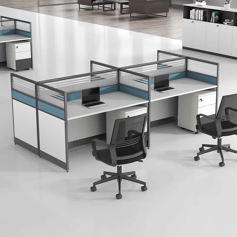 北京办公室屏风工位桌四6人位简约现代职员桌椅组合员工隔断卡座
