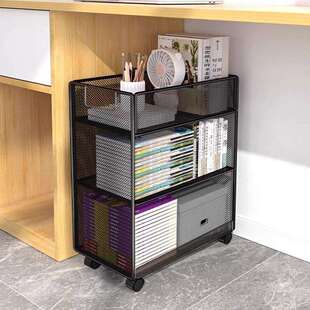 可移动书架儿童桌下书本收纳柜子带轮书包置物架家用落地简易书柜