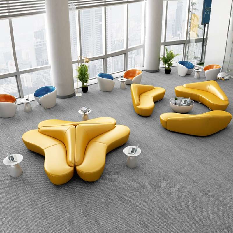 现代办公沙发茶几组合简约商务会客接待室洽谈创意休息区异形套装