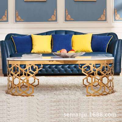 福兰羽大理石小茶几客厅组合现代简约边几小户型圆形茶桌茶台