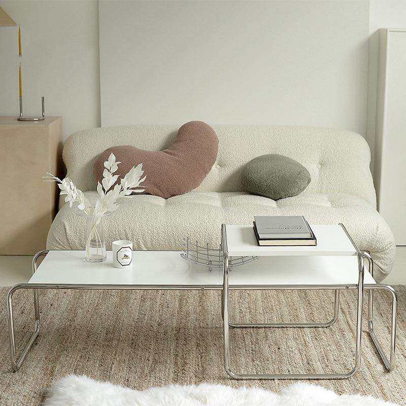 网红博主茶几不锈钢边几组合小户型方几黑白简约桌设计款飘窗茶桌