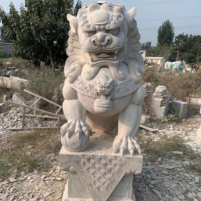直销石雕花岗岩石狮子庭院门口摆件石雕狮子墓地小石头狮子