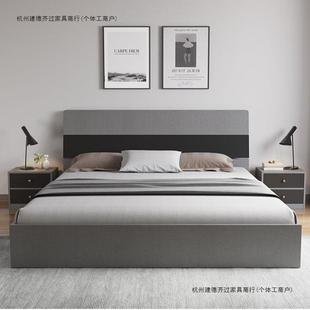 韵然紫高箱双人床主卧1.2m1.5m榻榻米储物床架出租房专用床收纳床