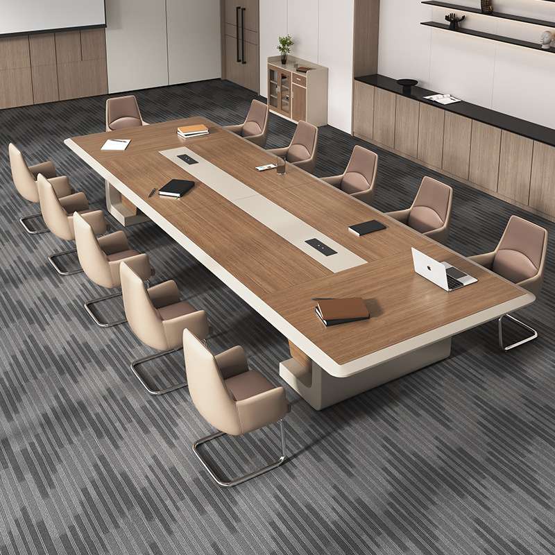 烤漆大型板油结合桌办公会议桌长桌简约现代长条桌会议室桌椅组合