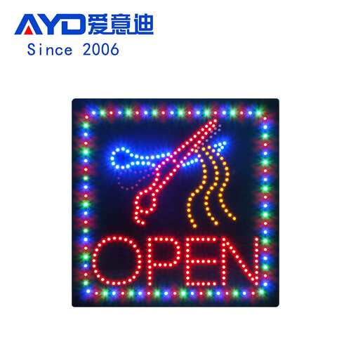 LED广告牌营业牌OPEN灯标识24小时灯箱LEDSignBoard40x40cm