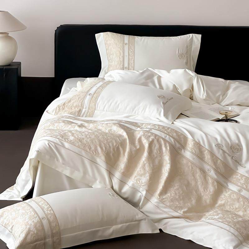 高端少女心全棉长绒棉四件套蕾丝花卉刺绣纯棉被套床上用品白粉色,收纳整理,烫衣板及配件,淘宝优惠券,粉丝福利购,淘宝优惠卷