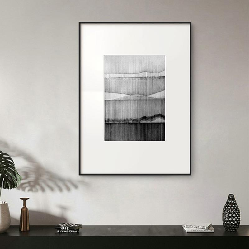 现代黑白线条装饰画单幅客厅画壁画抽象挂画简约样板间卡纸艺术画