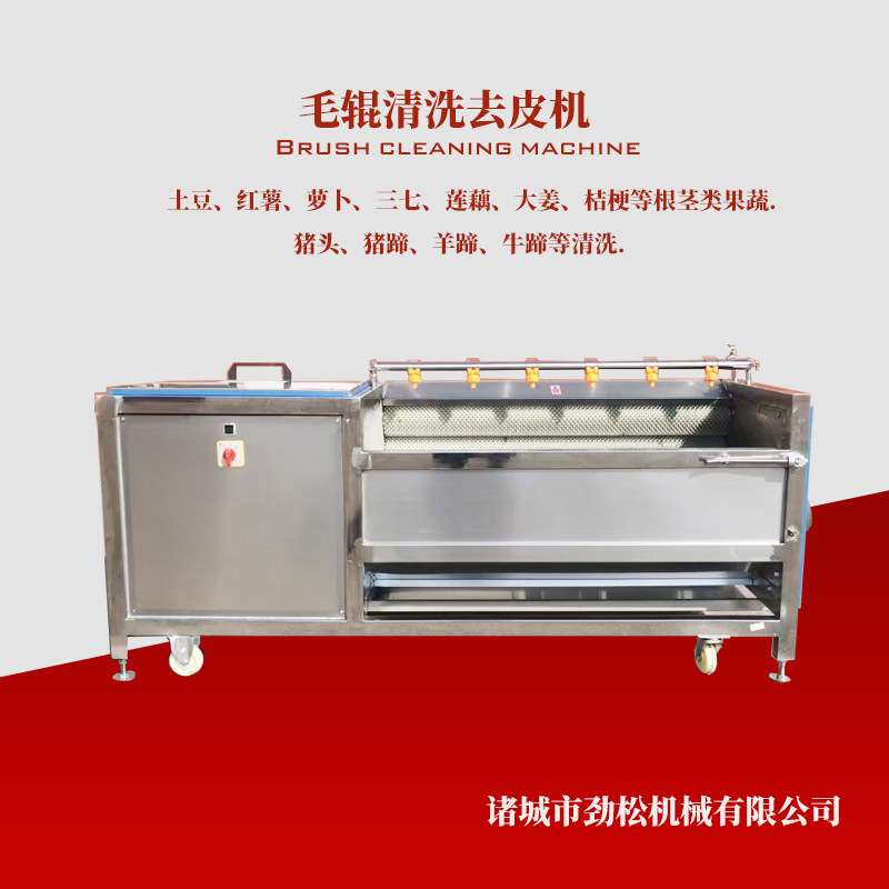 甘蔗去泥沙去灰尘清洗机 红薯毛刷洗泥机 鲜姜南瓜滚动式去皮机