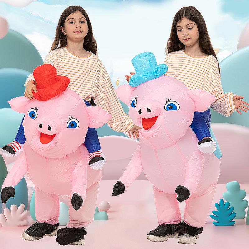 新款猪猪充气服表演服装道具节日气氛派对服饰幼儿充气猪