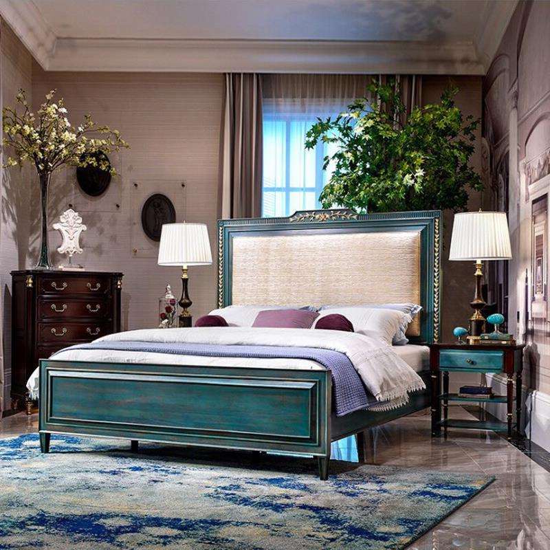 欧式新古典实木床复古做旧实木床法式做旧实木床我是高档家具