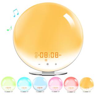 FM收音智能闹钟模拟日出日落唤醒伴睡灯七彩氛围起床喂奶台灯