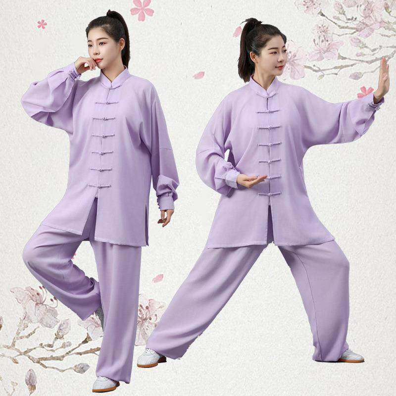 太极服棉麻禅修休闲晨练武术练功服团体武术表演男女八段锦