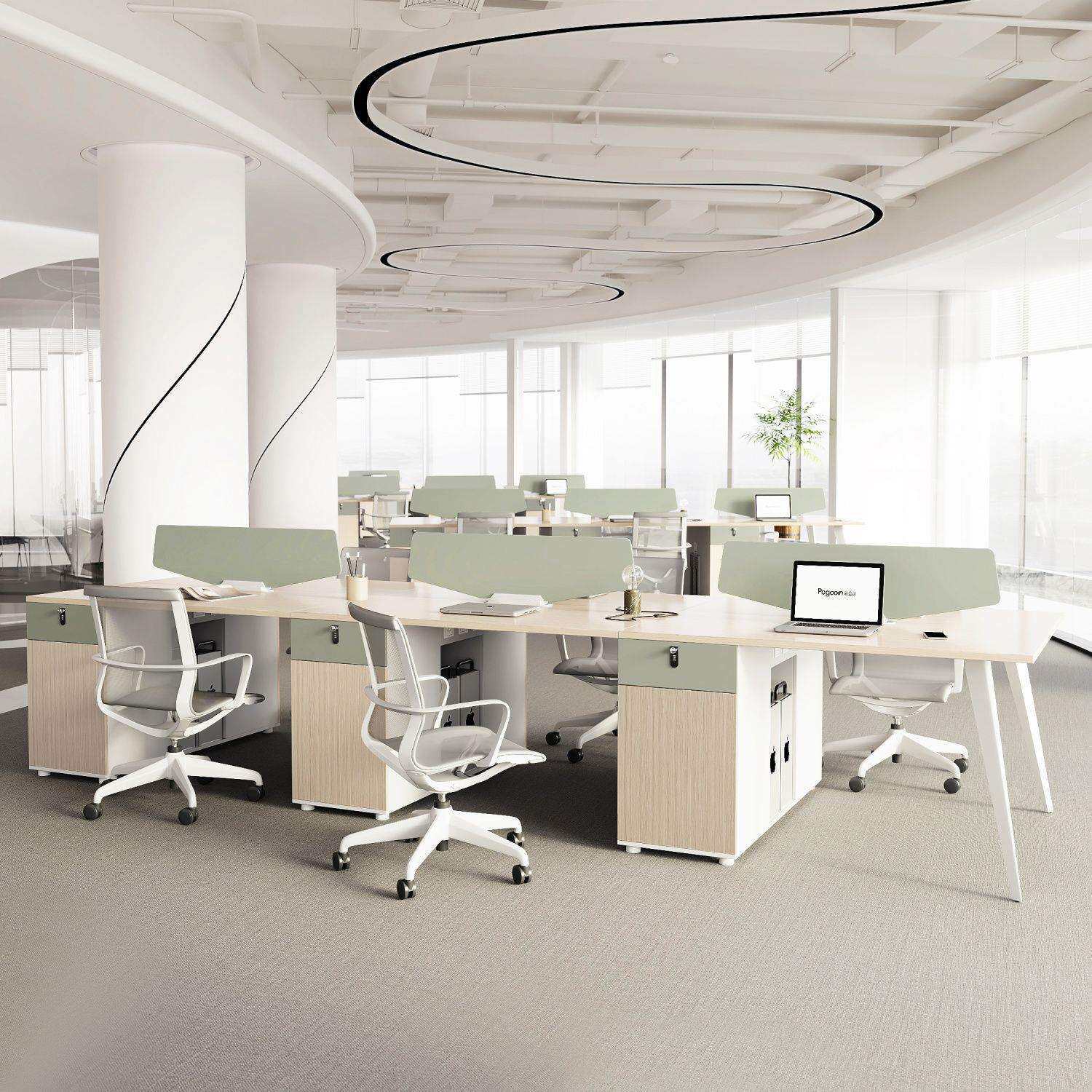 职员办公桌椅组合简约现代办公室挡板屏风员工位双4四6人位电脑桌