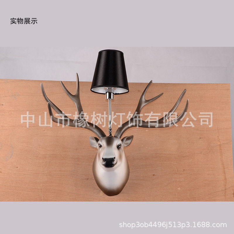 美式乡村鹿头壁灯创意个性树脂鹿角墙壁灯酒吧餐厅咖啡厅装饰室内