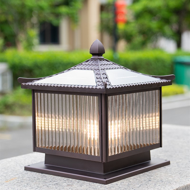 太阳能庭院柱头灯户外防水围z墙围栏灯别墅大门口门柱子灯接电款