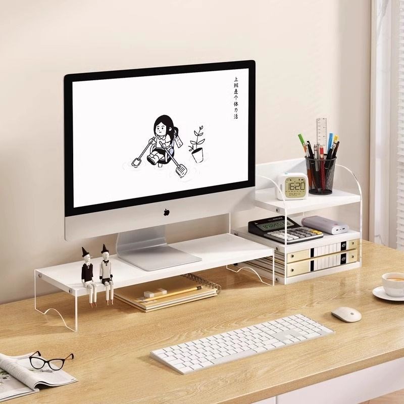 台式电脑增高架亚克力显示器支架办公室桌K面笔记本置物架收纳架