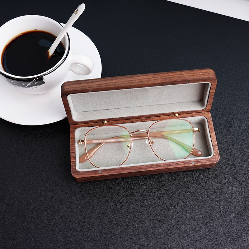 汐仕索眼镜盒实木收纳防压便携眼镜盒子收纳盒P木便捷随身近视送
