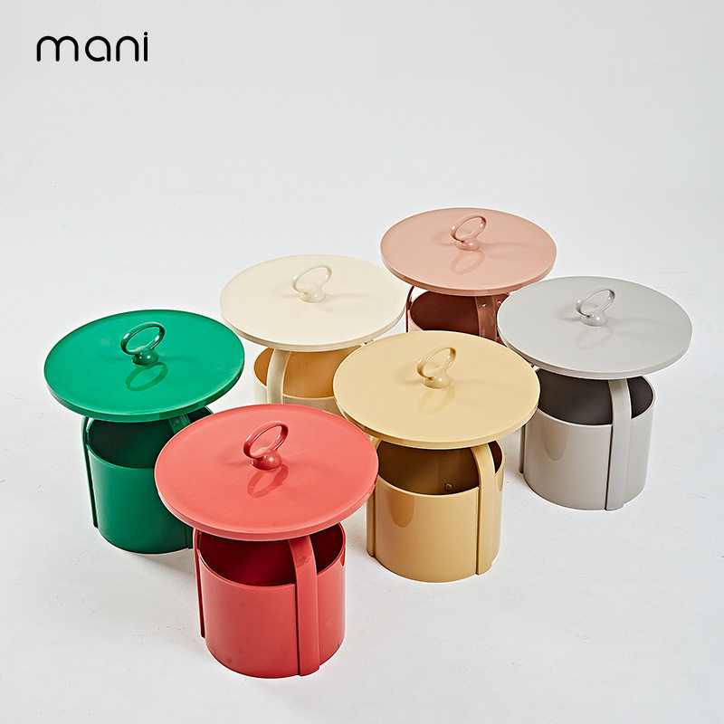 奶油风沙发边几北欧家用客厅小茶几现代简约卧室储物圆型角几