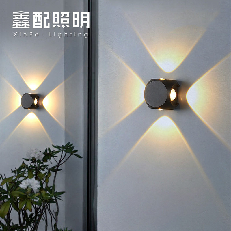 led户外圆球壁灯外墙上下射灯十字星光灯酒店别墅庭院过道墙壁灯