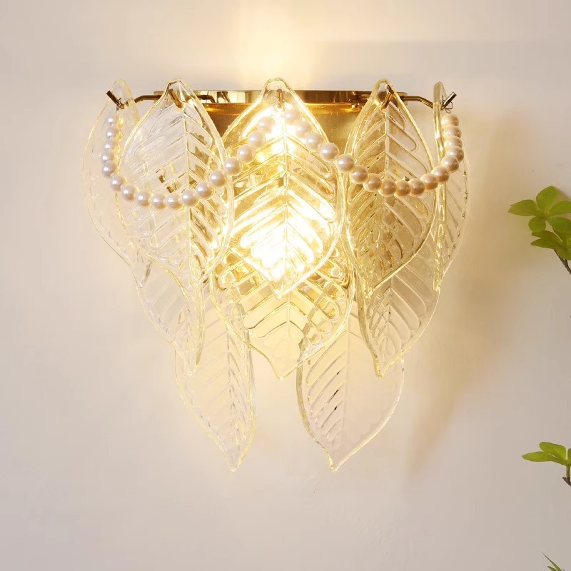 轻奢法式玻璃主卧室灯具后现代简约意式中古创意客厅水晶床头壁灯