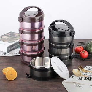 304不锈钢保温饭盒送饭多层圆形手提便当盒学生上班族便携带餐盒