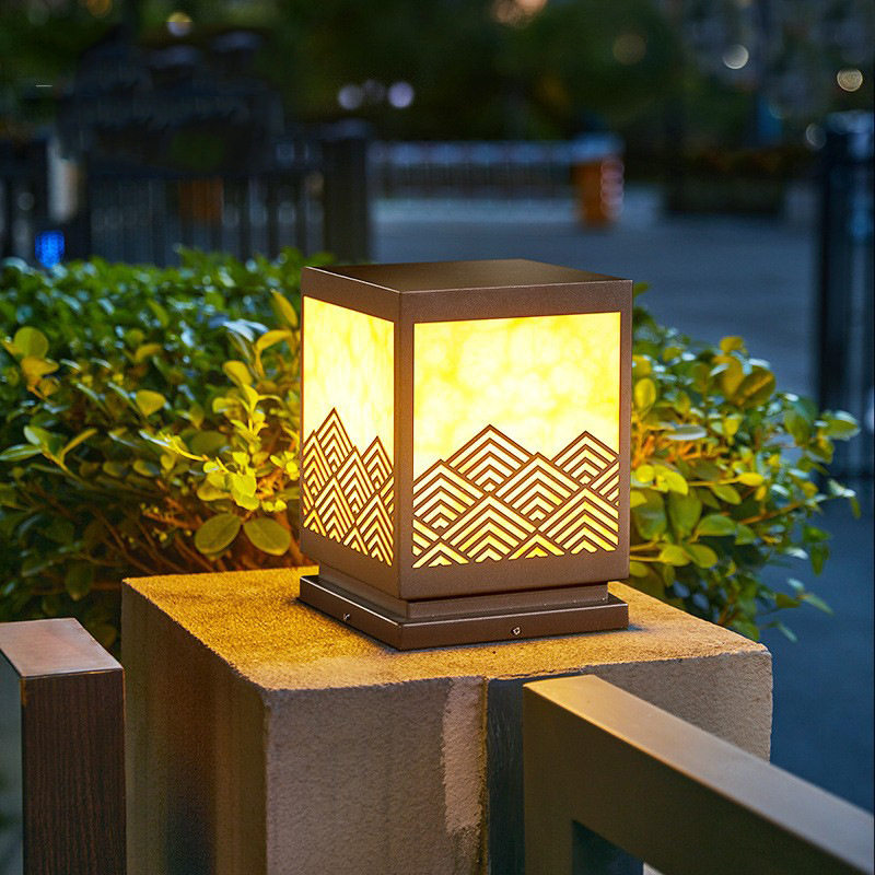 柱头灯接电款新中式别墅柱子灯户外围墙灯庭院门柱灯草坪景观地灯