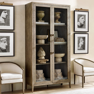 美式书柜实木书架落地书橱客厅储物柜格子柜边柜家用收纳柜置物柜