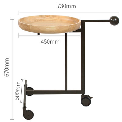 定制小推车边几带轮可移动实木托盘茶几黑胡桃木茶车客厅沙发中古