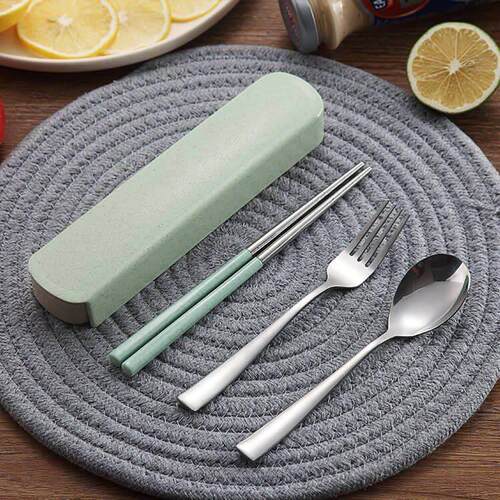Wheat straw chopstick spoon fork tableware bento set of