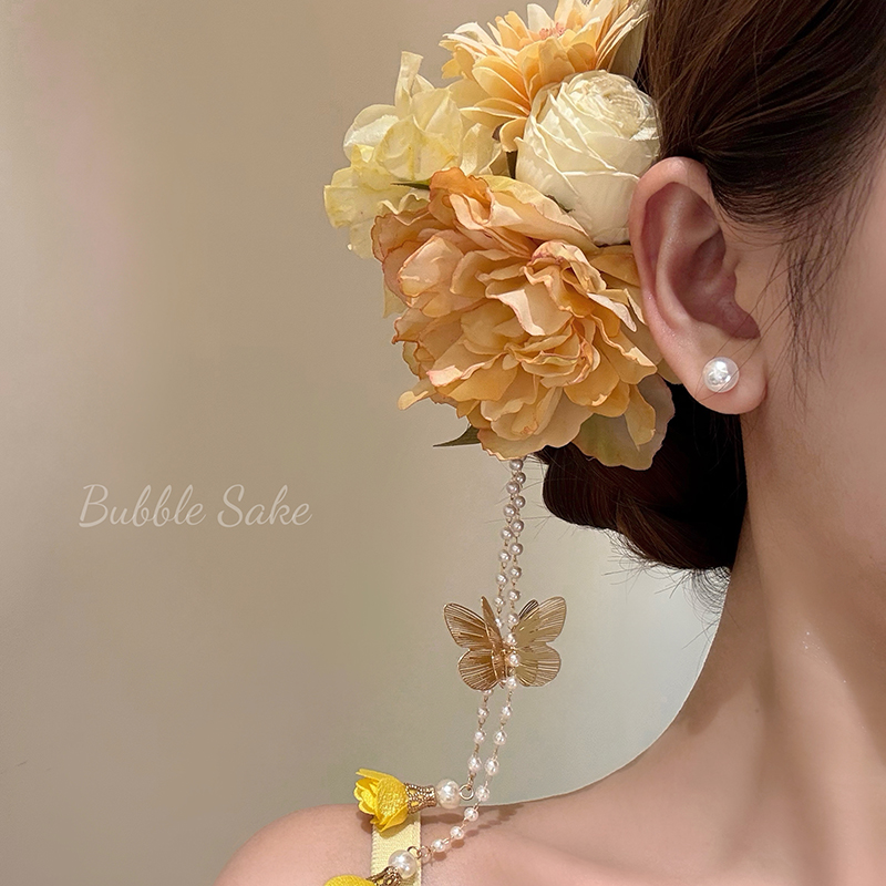 【梧桐花束】黄色花朵流苏发夹