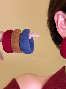 活力港妹  秋冬复古红色植绒圈圈耳环女港风夸张独特漂亮耳圈耳饰