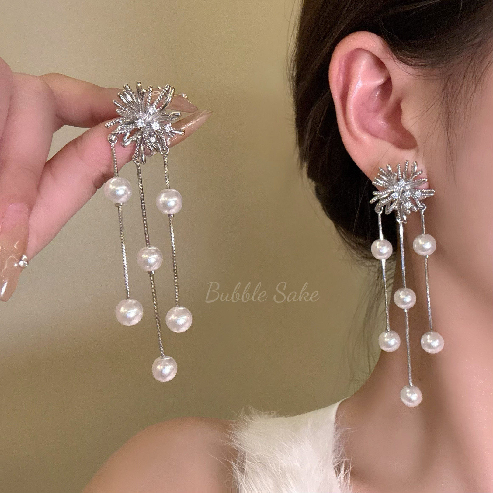 娇贵姐姐珍珠流苏耳环