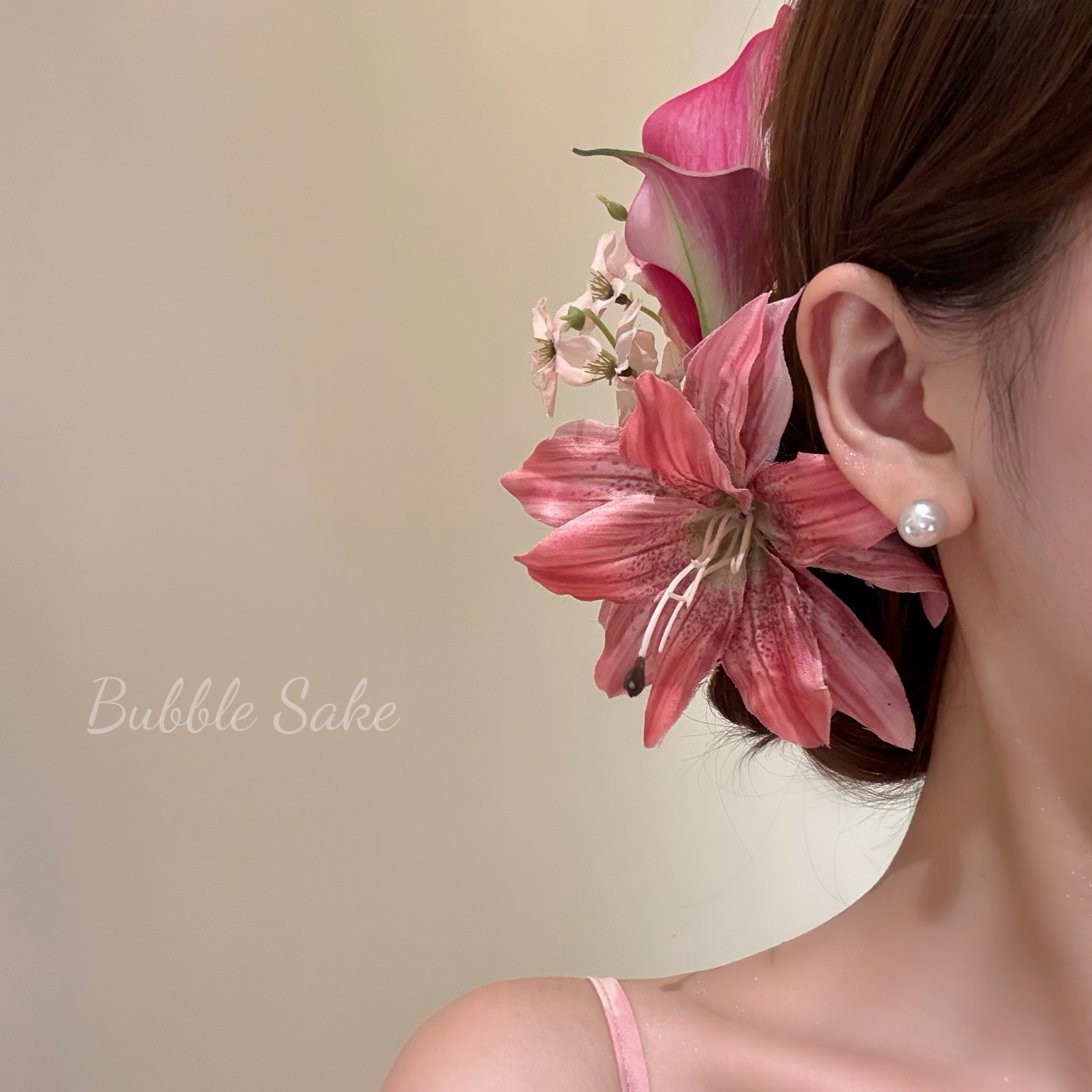 旖旎花境 氛围感百合花朵发夹女侧边夹发卡头花旗袍配饰度假发饰