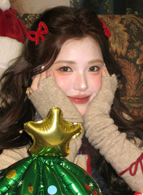 圣诞公主 红色毛绒蝴蝶结发碎发刘海夹子节日氛围感装扮拍照头饰