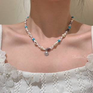 夏至未至 天然贝壳串珠项链女夏天海边度假风高级感choker锁骨链