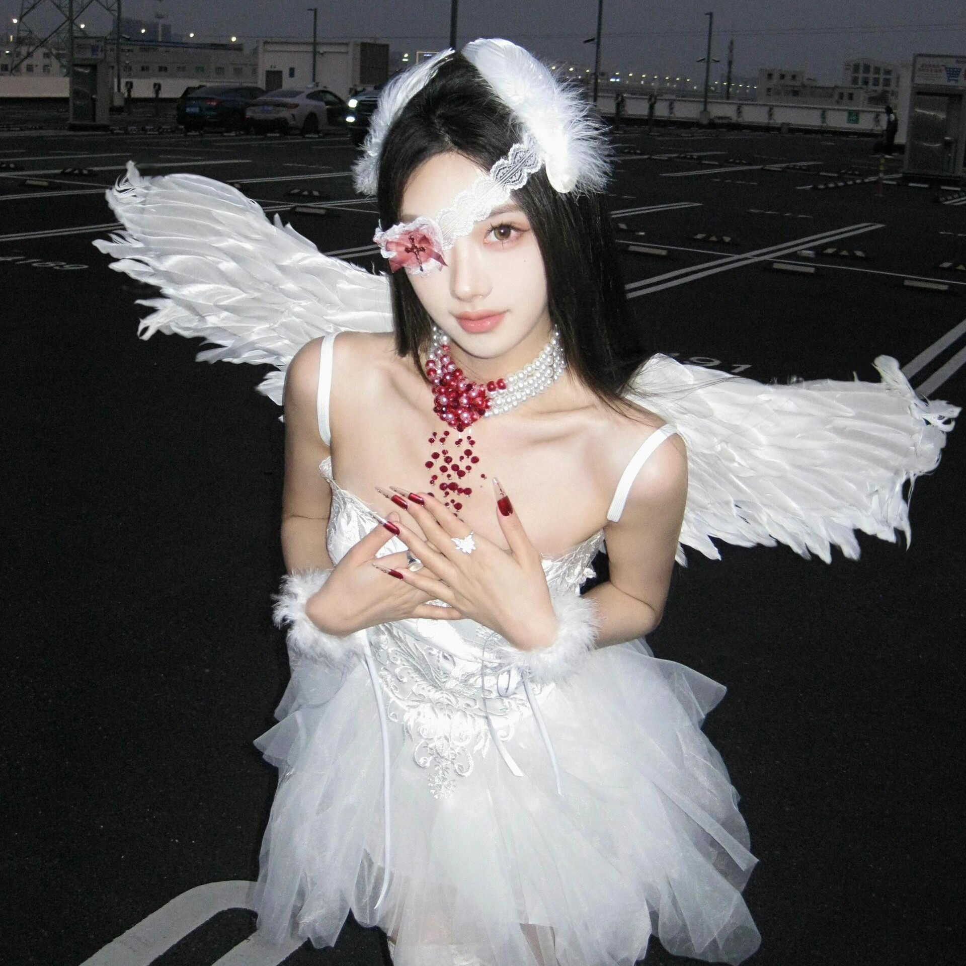 陨落白天鹅 万圣节白色天使套装羽毛翅膀cos服装装扮拍照道具发饰,饰品/流行首饰/时尚饰品新,发饰,淘宝优惠券,粉丝福利购,淘宝优惠卷
