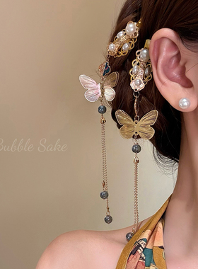 鎏金之蝶 新中式金色蝴蝶流苏发夹女古风旗袍高级感发卡订婚头饰