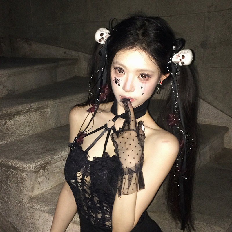 幽灵萝莉 暗黑哥特骷髅头飘带发夹万圣节可爱搞怪cos装扮道具发饰,饰品/流行首饰/时尚饰品新,发饰,淘宝优惠券,粉丝福利购,淘宝优惠卷