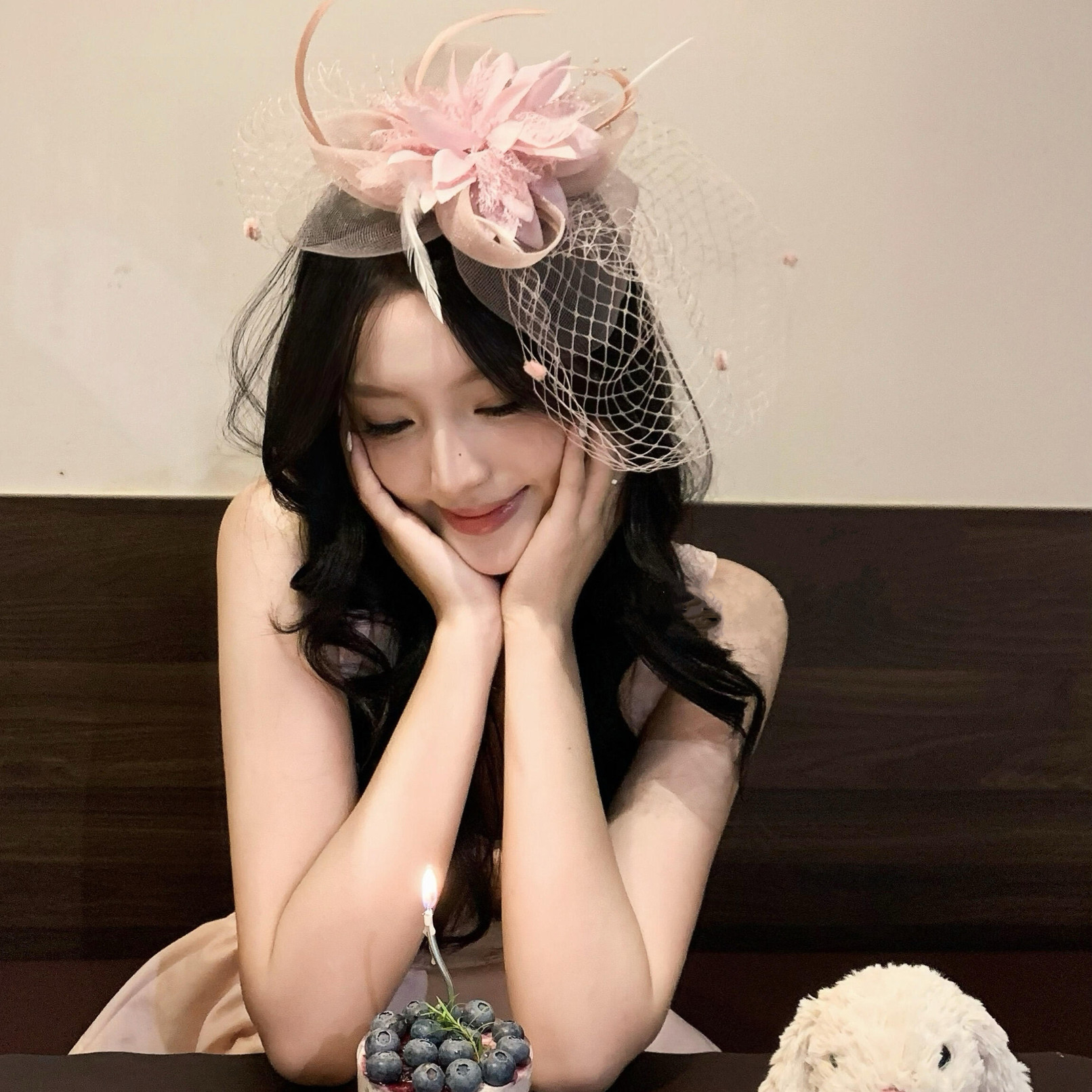 茶会千金法式名媛粉色网纱礼帽