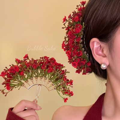 凛冬花房红色满天星发钗发簪