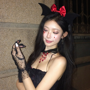 恶魔萝莉 暗黑系小恶魔蝴蝶结发箍万圣节cos发饰哥特头饰装扮配饰
