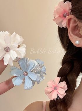 氛围樱落 超仙花朵抓夹女小号高级感侧边刘海夹子发卡度假风发饰