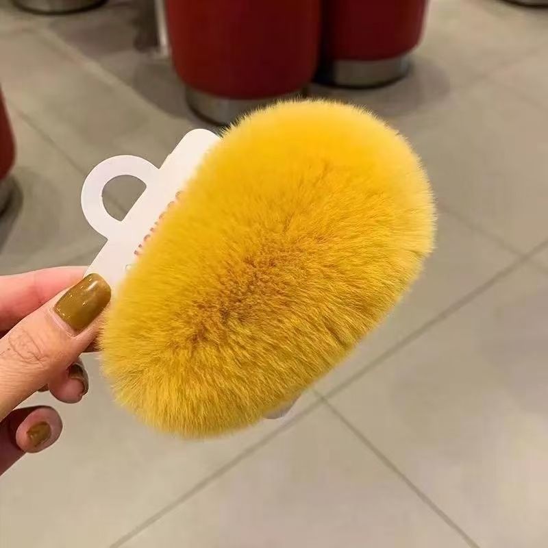 芒狗发夹毛绒芒果核发夹仿獭兔毛毛侧边刘海bb夹高级感碎发边夹