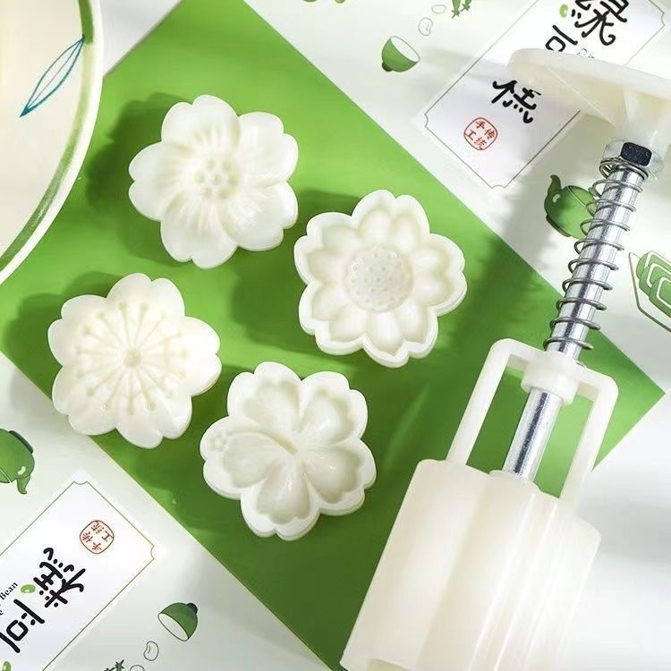 手压式家用烘焙月饼模具绿豆糕山药冰皮流心绿豆沙压花模具
