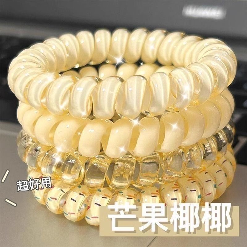 波点高弹力电话线发圈夏日女无痕耐用塑料薄荷高颜值发饰
