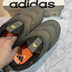 舒适百搭 织物 低帮 生活休闲鞋 草绿色 adidas 男女同款 Adipuff