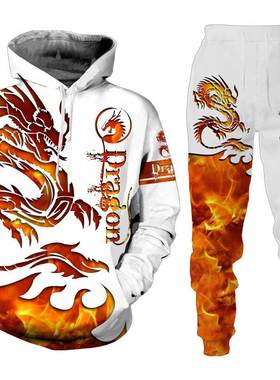 Casual 3D printed hooded sweater for men休闲3D印花连帽卫衣男